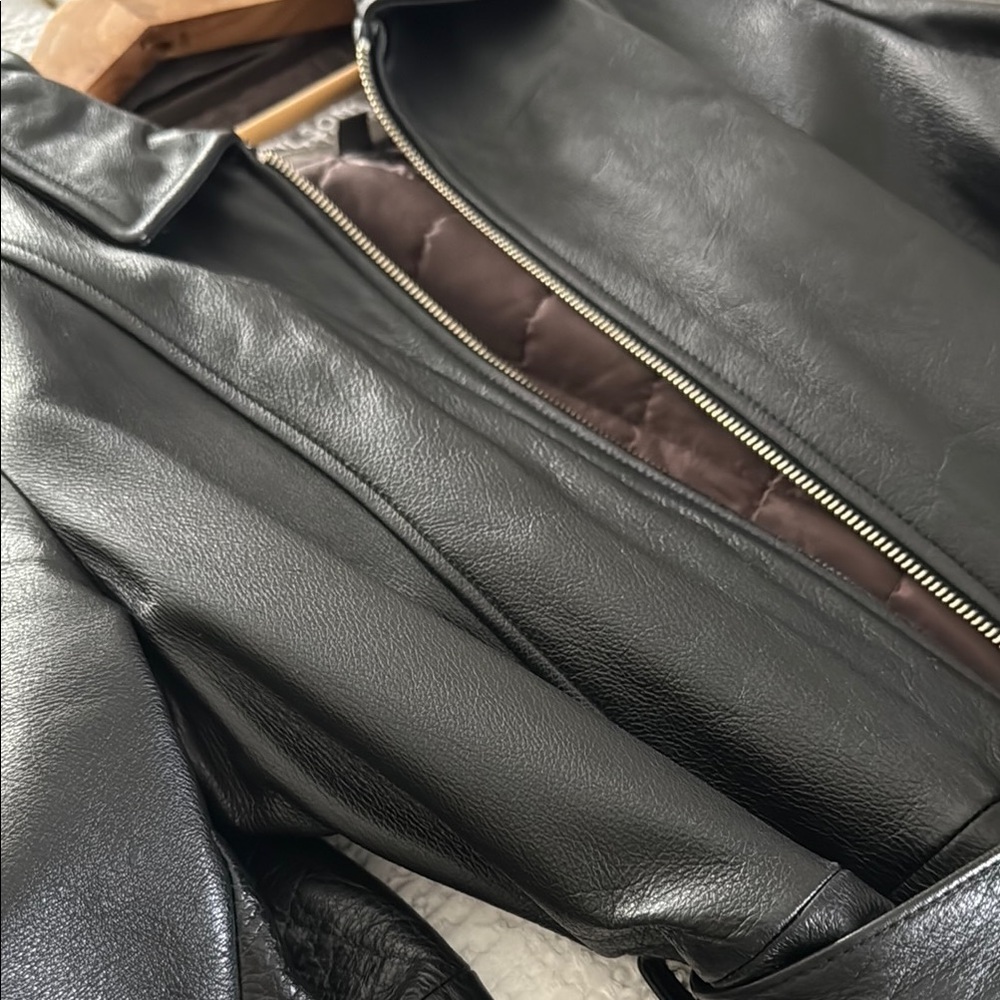 Wilsons Leather Black Belted Jacket